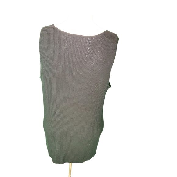 Eileen Fisher Vintage Black Italian Wool Rib Knit Sweater Tank Scoop Neck Sz XL - Picture 4 of 6